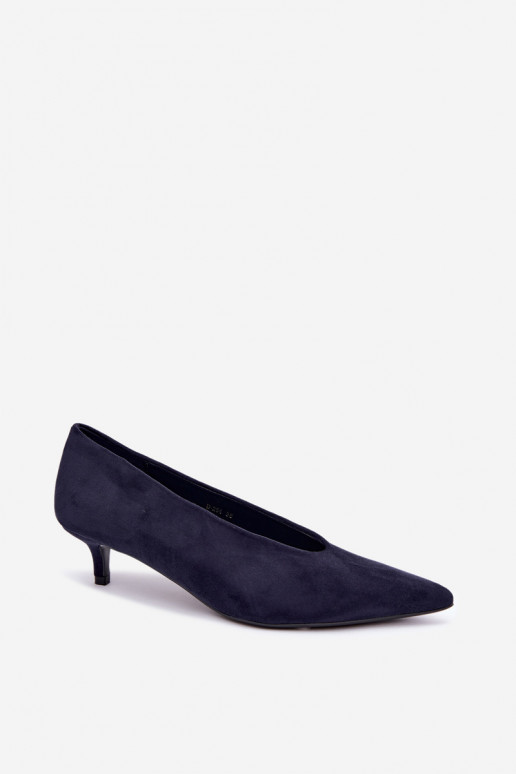 Tmavomodré semišové topánky s Kitten Heel Nuretta