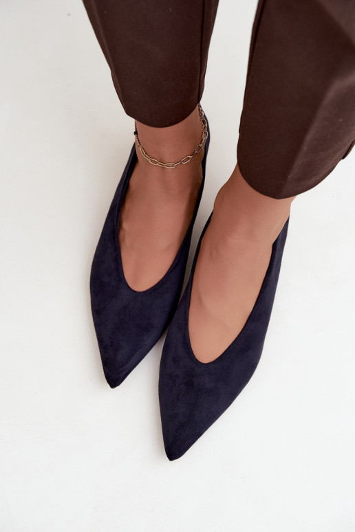 Tmavomodré semišové topánky s Kitten Heel Nuretta