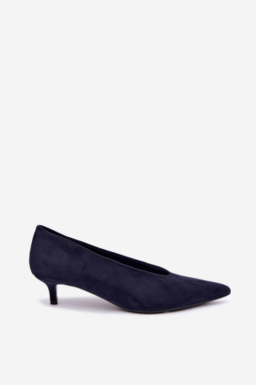 Tmavomodré semišové topánky s Kitten Heel Nuretta