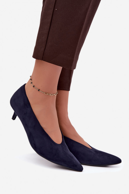 Tmavomodré semišové topánky s Kitten Heel Nuretta