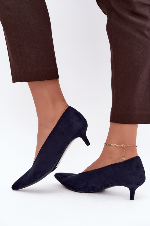 Tmavomodré semišové topánky s Kitten Heel Nuretta