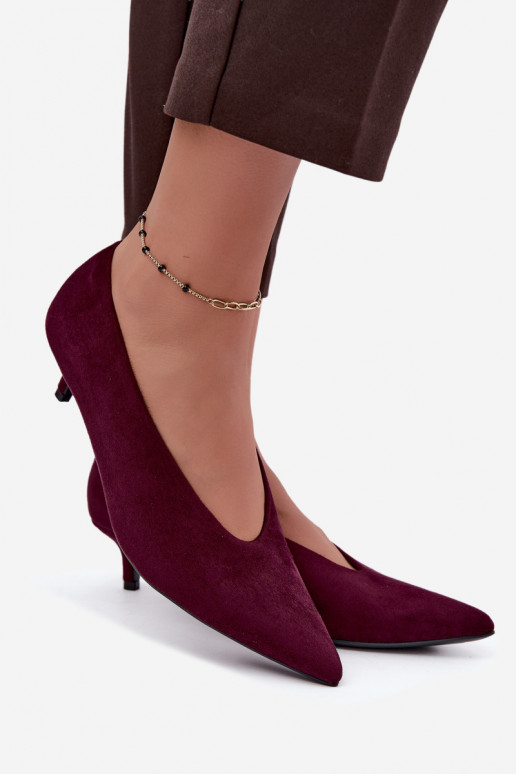 Bordové semišové topánky s Kitten Heel Nuretta
