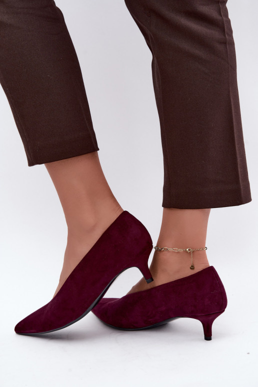 Bordové semišové topánky s Kitten Heel Nuretta