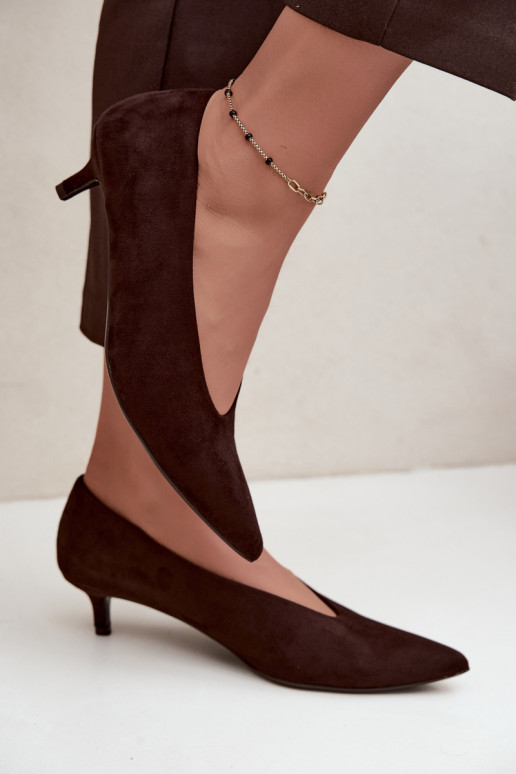 Čokoládové semišové topánky s Kitten Heel Nuretta