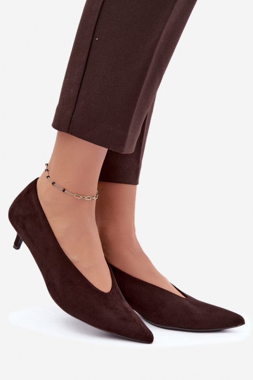 Čokoládové semišové topánky s Kitten Heel Nuretta