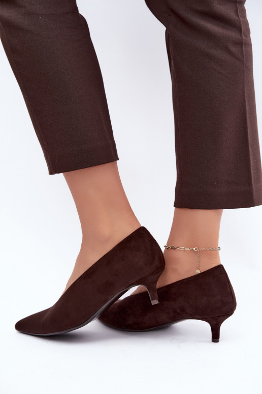 Čokoládové semišové topánky s Kitten Heel Nuretta