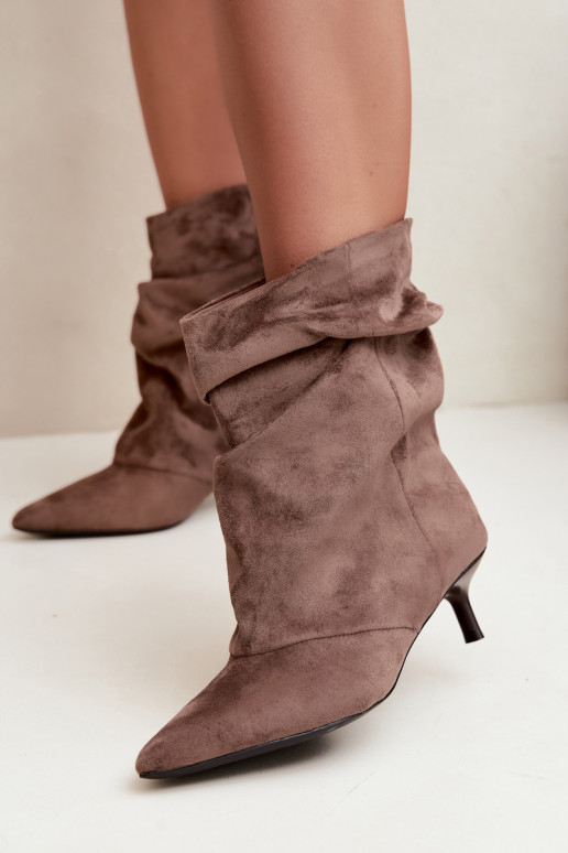 slouchy členkové topánky na opätku v khaki farbe Farren