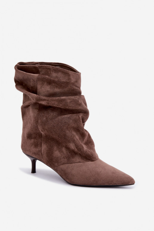 slouchy členkové topánky na opätku v khaki farbe Farren