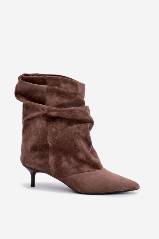 slouchy členkové topánky na opätku v khaki farbe Farren