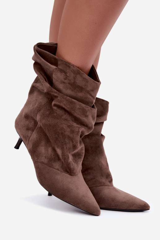 slouchy členkové topánky na opätku v khaki farbe Farren