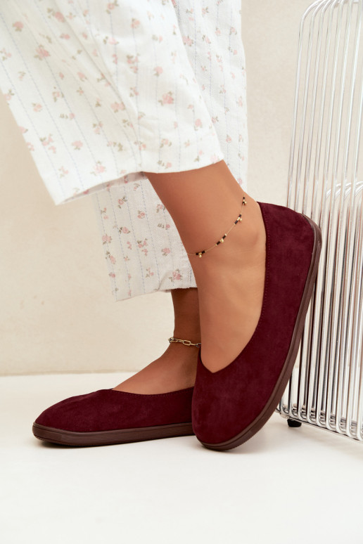 Dámske baleríny Barefoot v bordovej farbe Hollin