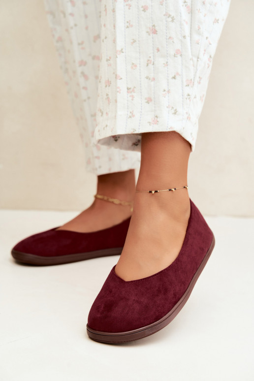 Dámske baleríny Barefoot v bordovej farbe Hollin