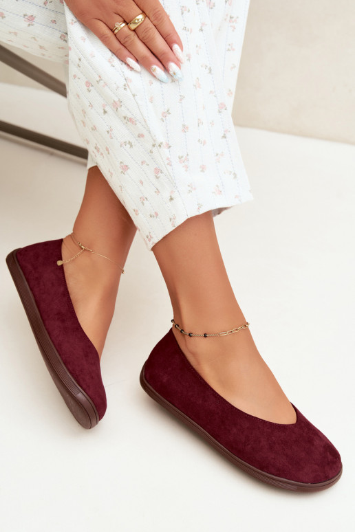 Dámske baleríny Barefoot v bordovej farbe Hollin