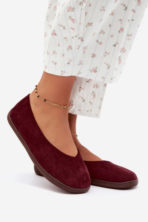 Dámske baleríny Barefoot v bordovej farbe Hollin