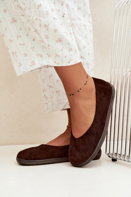 Dámske baleríny Barefoot v čokoládovej farbe Hollin