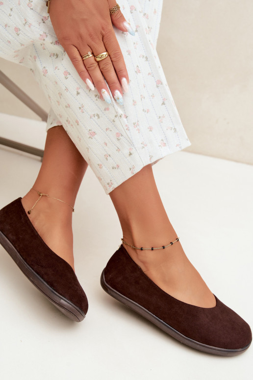 Dámske baleríny Barefoot v čokoládovej farbe Hollin