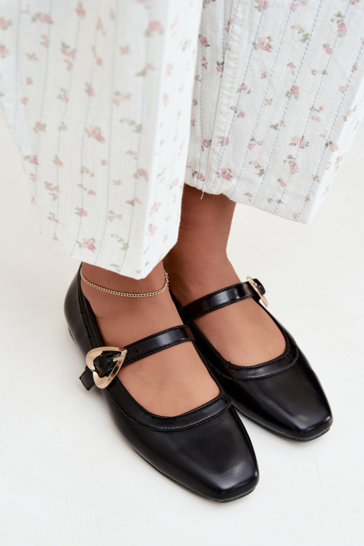 baleríny s prackami a srdiečkami v čiernej farbe Relsa