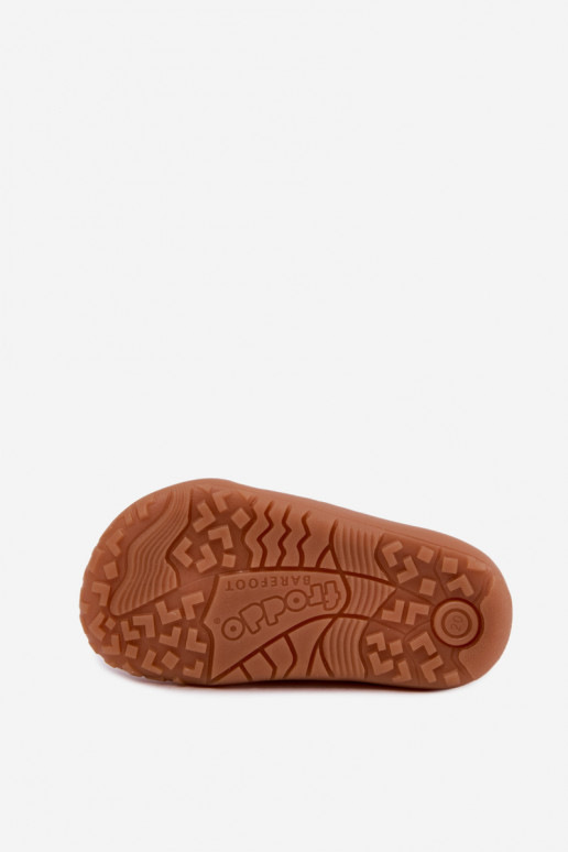 Detské šľapky Barefoot so srdiečkami Froddo Canvas G1700440-24 Ružové