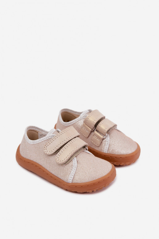 Detské šľapky Barefoot Froddo Canvas G1700440-1 Zlaté