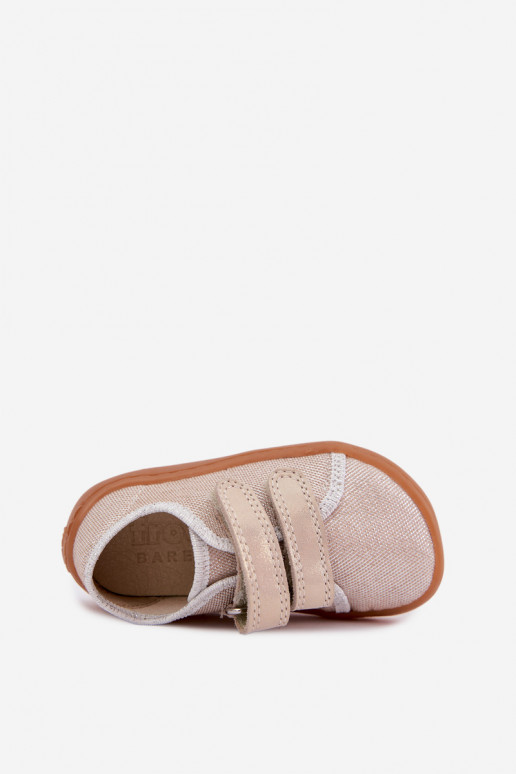 Detské šľapky Barefoot Froddo Canvas G1700440-1 Zlaté