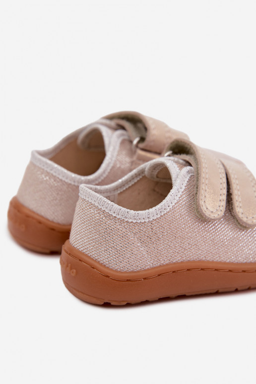 Detské šľapky Barefoot Froddo Canvas G1700440-1 Zlaté