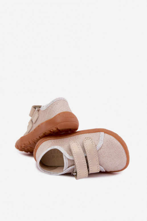 Detské šľapky Barefoot Froddo Canvas G1700440-1 Zlaté