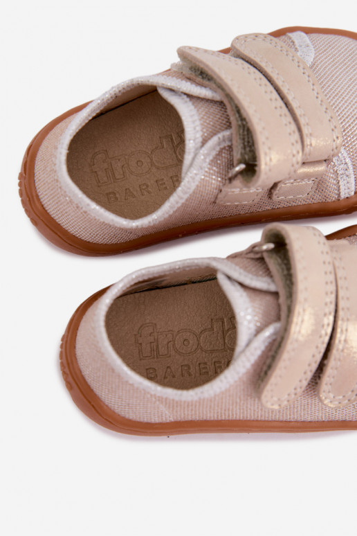Detské šľapky Barefoot Froddo Canvas G1700440-1 Zlaté