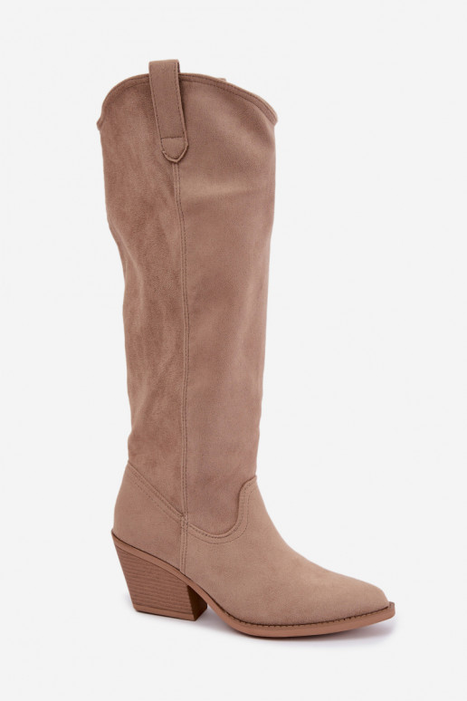 slouchy vysoké čižmy na zips v pieskovom odtieni Sylvie