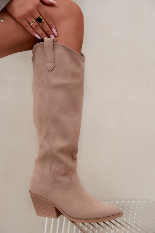 slouchy vysoké čižmy na zips v pieskovom odtieni Sylvie