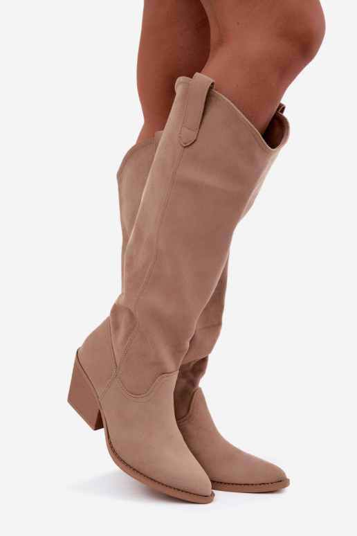 slouchy vysoké čižmy na zips v pieskovom odtieni Sylvie