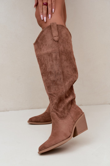 slouchy vysoké čižmy na zips v hnedom odtieni Sylvie 2