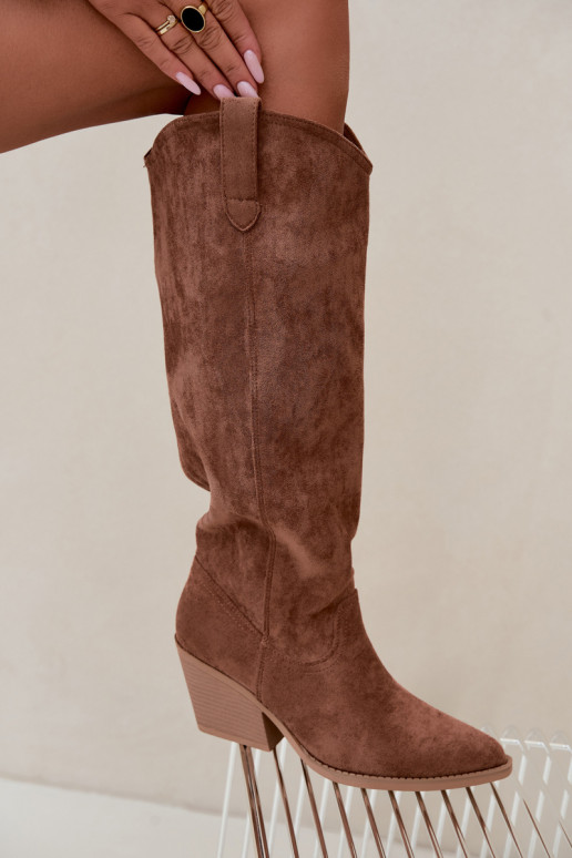 slouchy vysoké čižmy na zips v hnedom odtieni Sylvie