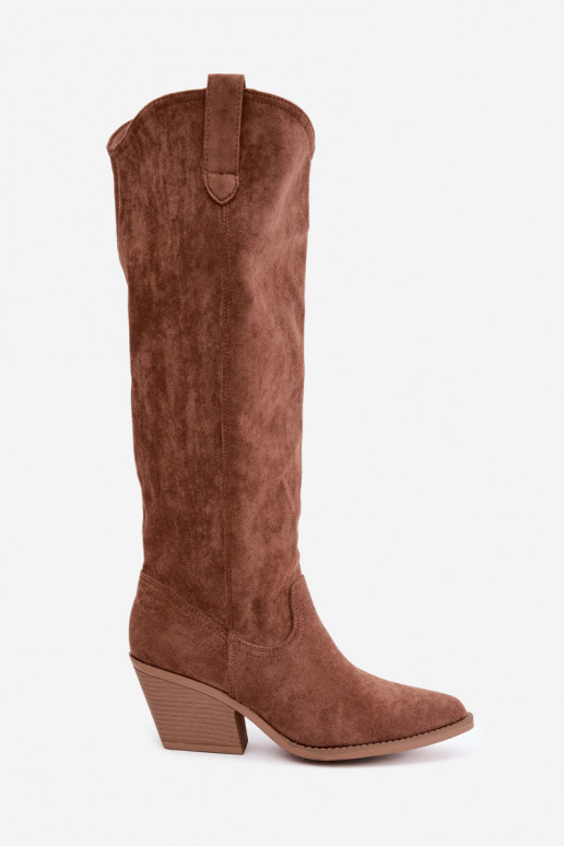 slouchy vysoké čižmy na zips v hnedom odtieni Sylvie