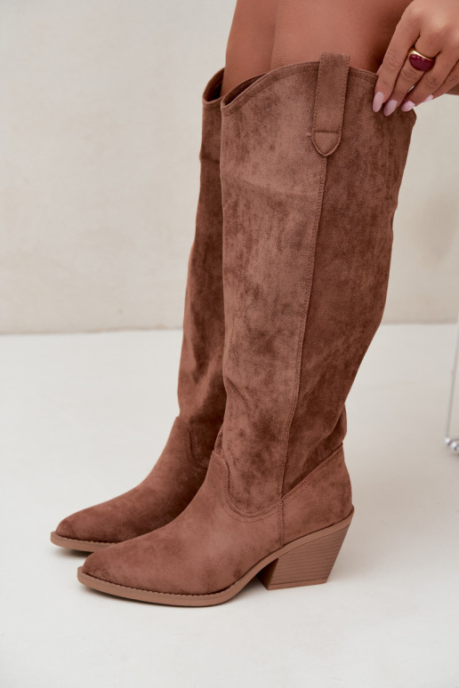 slouchy vysoké čižmy na zips v hnedom odtieni Sylvie