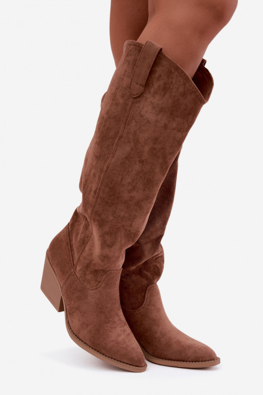 slouchy vysoké čižmy na zips v hnedom odtieni Sylvie