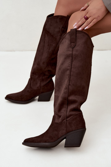 slouchy vysoké čižmy na zips v CzekoladoĮe Sylvie