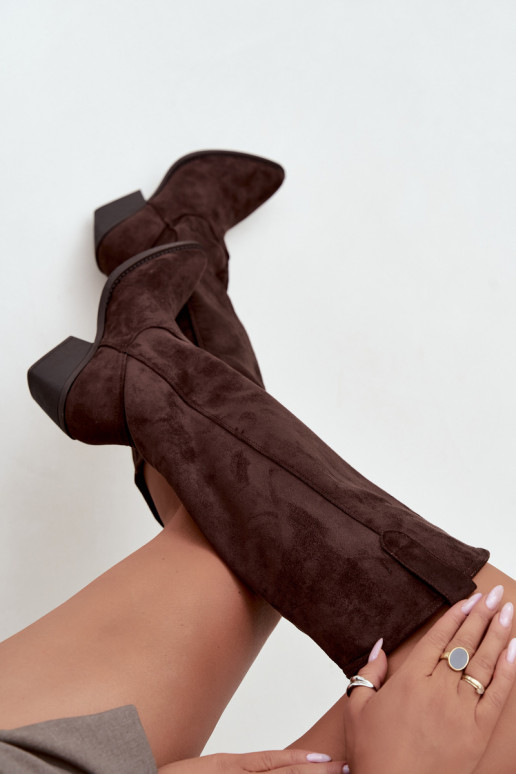 slouchy vysoké čižmy na zips v CzekoladoĮe Sylvie