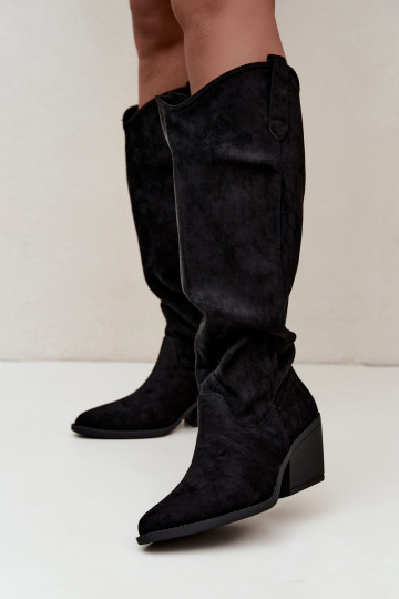 slouchy vysoké čižmy na zips v čiernej farbe Sylvie 2