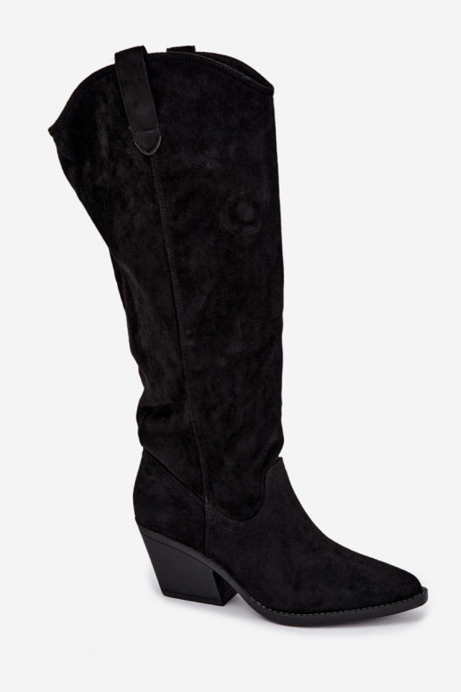 slouchy vysoké čižmy na zips v čiernej farbe Sylvie
