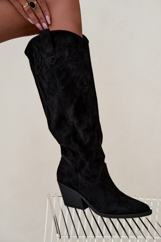 slouchy vysoké čižmy na zips v čiernej farbe Sylvie