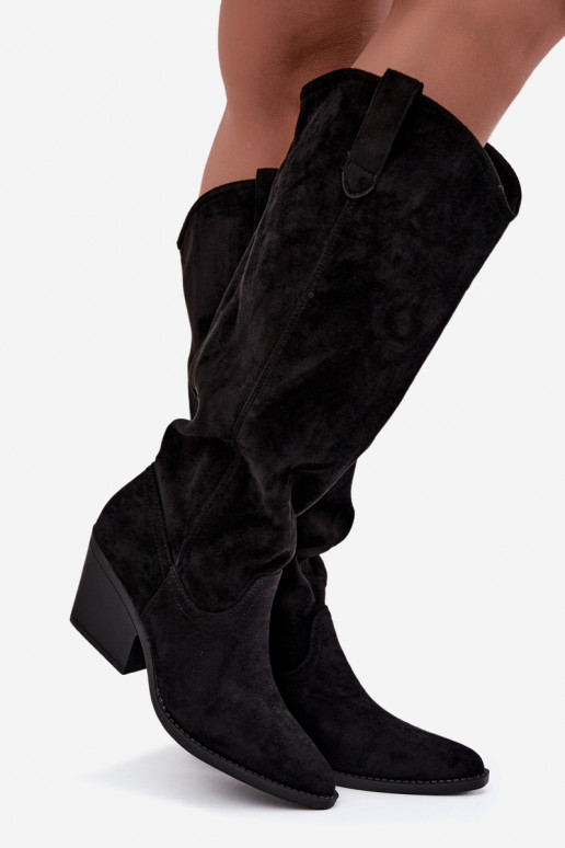 slouchy vysoké čižmy na zips v čiernej farbe Sylvie