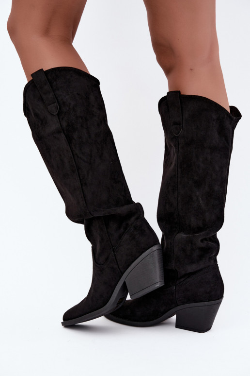 slouchy vysoké čižmy na zips v čiernej farbe Sylvie