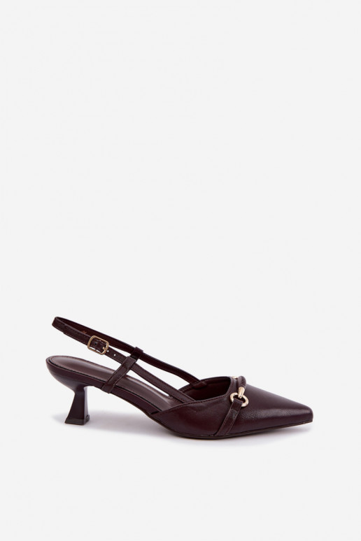 Dámske sandále na podpätku so špicatými špičkami v bordovej farbe Felessa