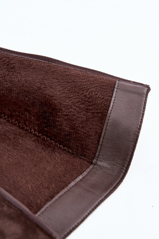 Dámske dlhé čižmy na nízkom podpätku v čokoládovej farbe Feretta