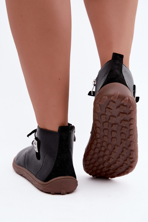 Kožené dámske topánky Barefoot, čierne Sireya