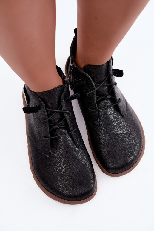 Kožené dámske topánky Barefoot, čierne Sireya