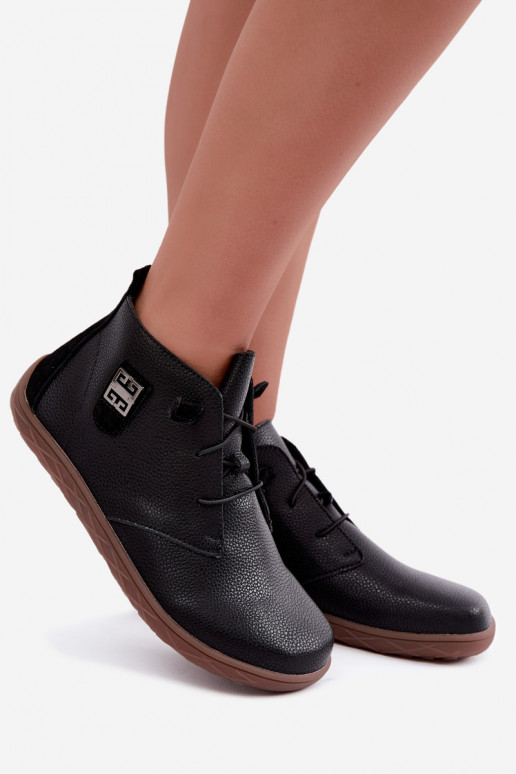 Kožené dámske topánky Barefoot, čierne Sireya