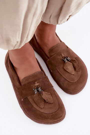 Umelé semišové mokasíny Barefoot Zazoo 10220, hnedé