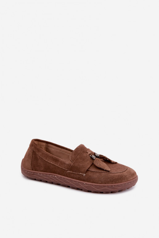 Umelé semišové mokasíny Barefoot Zazoo 10220, hnedé