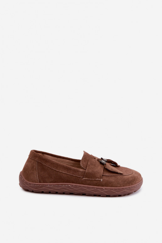 Umelé semišové mokasíny Barefoot Zazoo 10220, hnedé